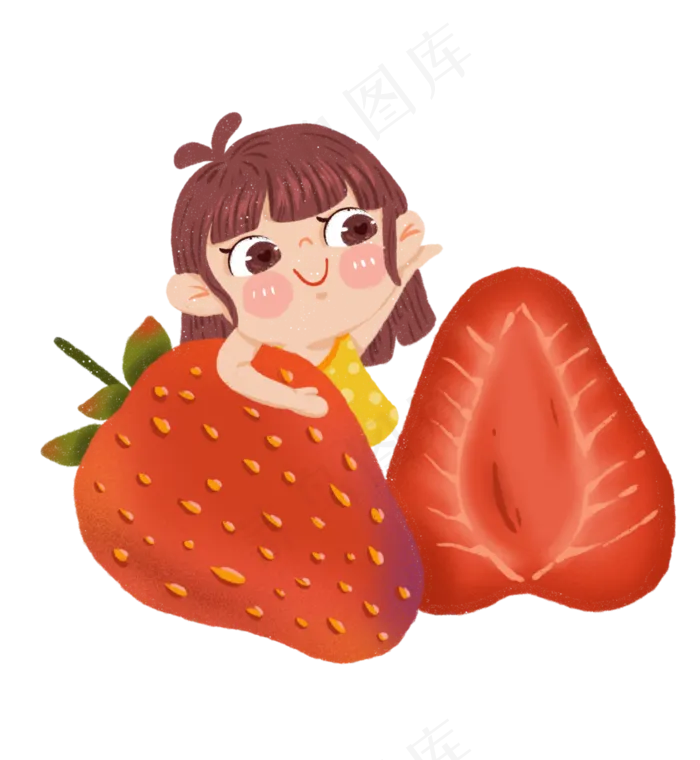 短发可爱草莓女孩(3545X3851(DPI:300))psd模版下载