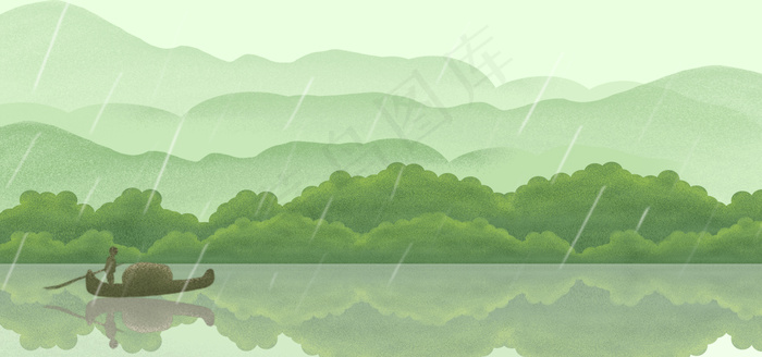 二十四节气谷雨中国风水墨banner(1920*900px 	       )psd模版下载