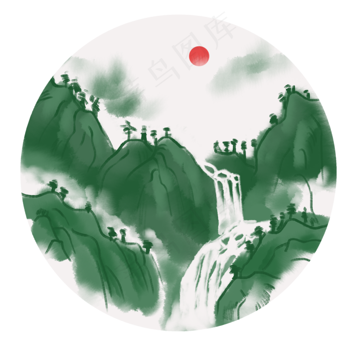 中国风水墨风格古风古典山水