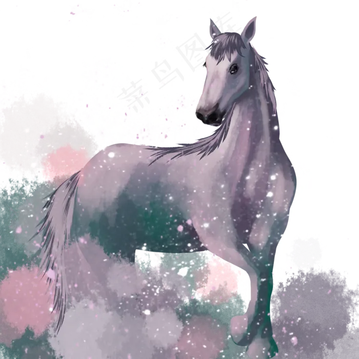 水彩骏马奔马(2000X2000(DPI:299))psd模版下载