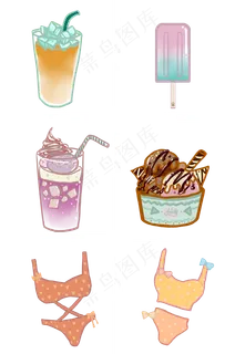 大暑小暑清凉消暑卡通风格矢量图