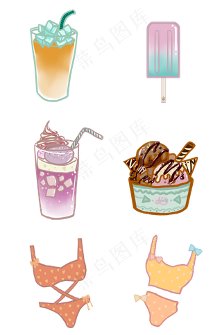 大暑小暑清凉消暑卡通风格矢量图