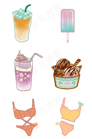 大暑小暑清凉消暑卡通风格矢量图