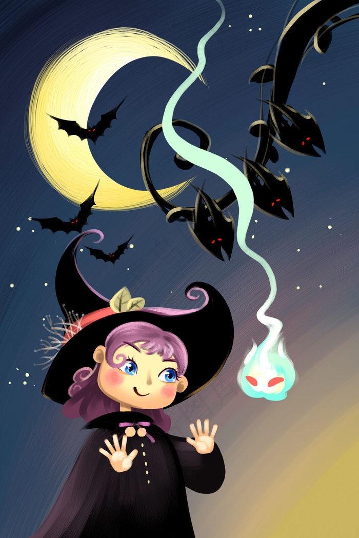 万圣节节日手绘插画