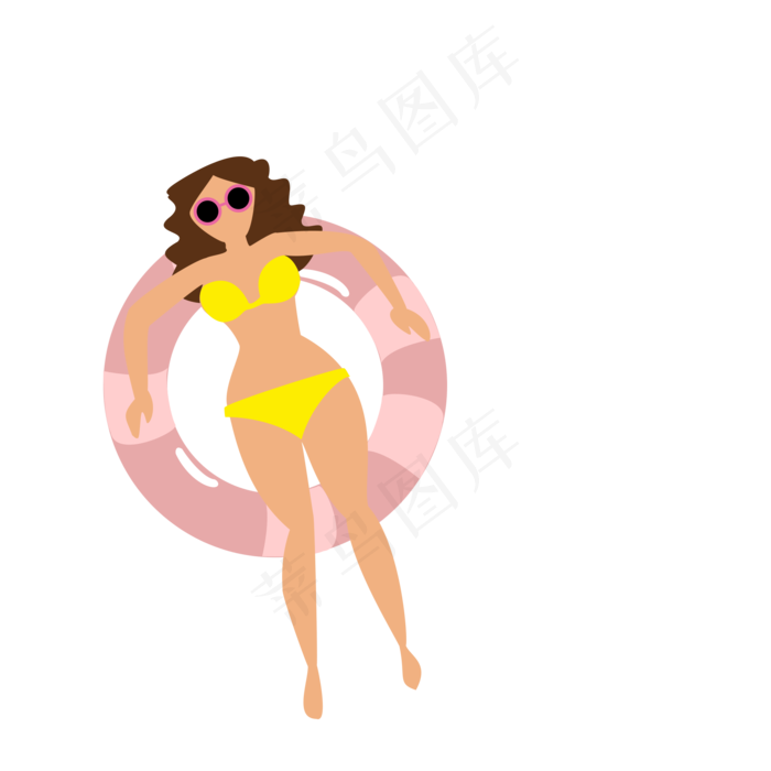 暑假游泳手绘矢量图(2000X2000(DPI:300))psd模版下载