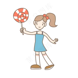 儿童节拿棒棒糖的女孩PNG