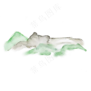 水彩山水淡彩群山