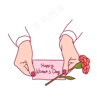 妇女节送卡片和康乃馨插图PNG免抠,免抠元素