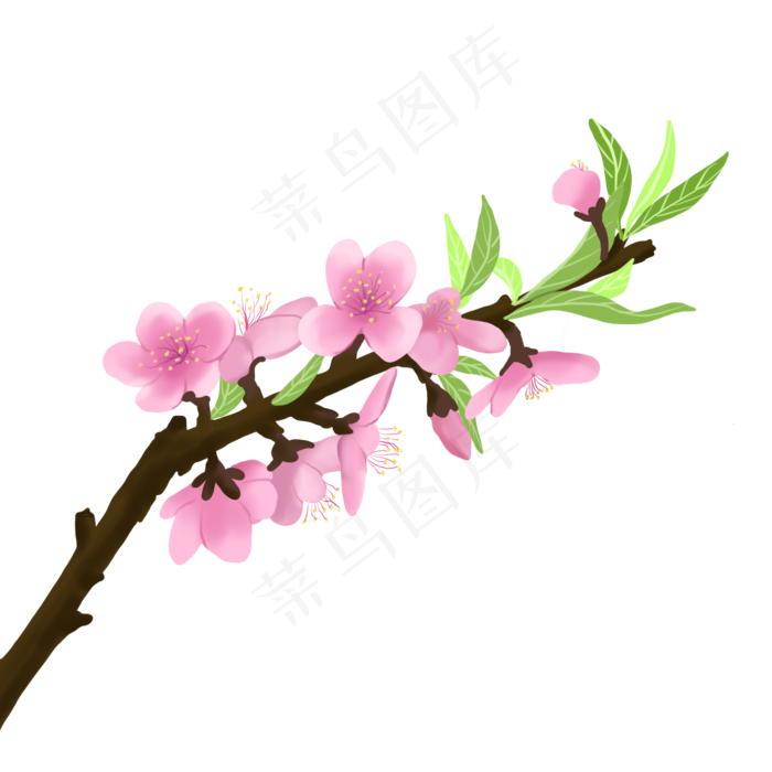 春天桃花春暖花开手绘(2000X2000(DPI:300))psd模版下载