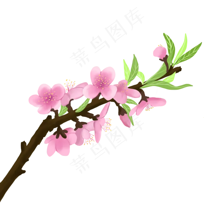 春天桃花春暖花开手绘(2000X2000(DPI:300))psd模版下载