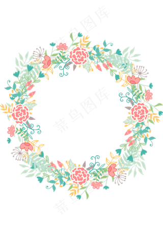 森系小清新水彩手绘绿叶花环