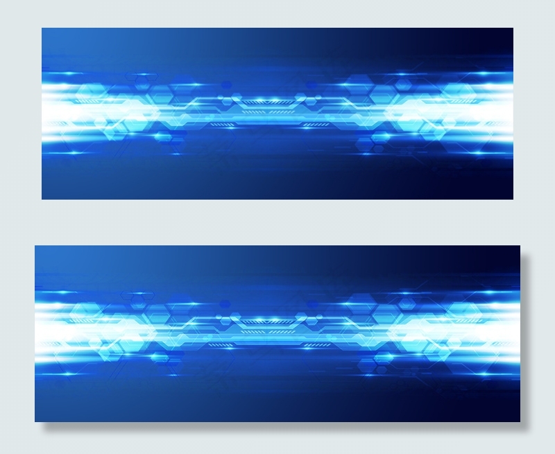 科技炫光灯光蓝色banner(1920*700px 	       )psd模版下载