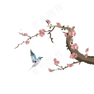 水墨写意清新梅花,免抠元素
