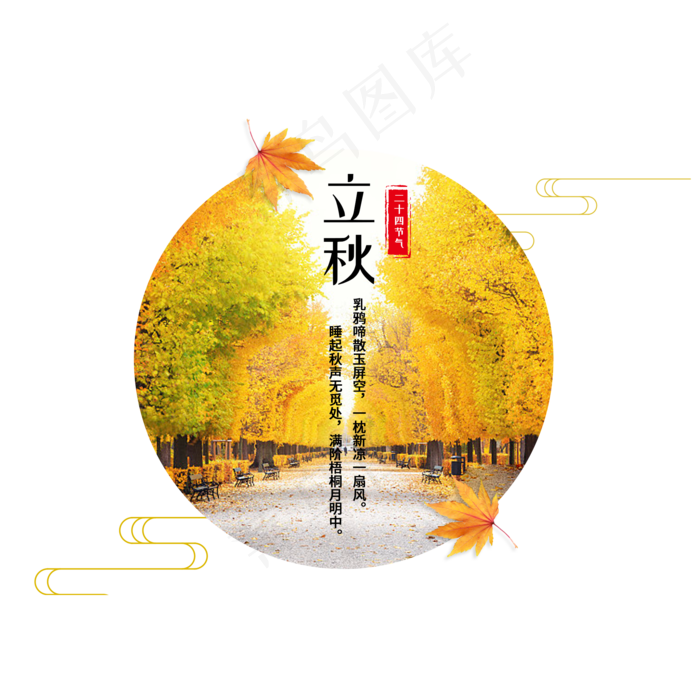 立秋二十四节气传统秋天落叶菜鸟图库原创