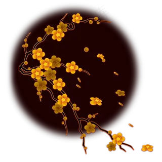 梅花金色节日手绘,免抠元素