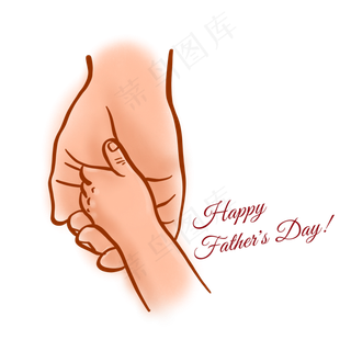 父亲节牵手卡通简笔画PNG免抠