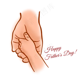 父亲节牵手卡通简笔画PNG免抠