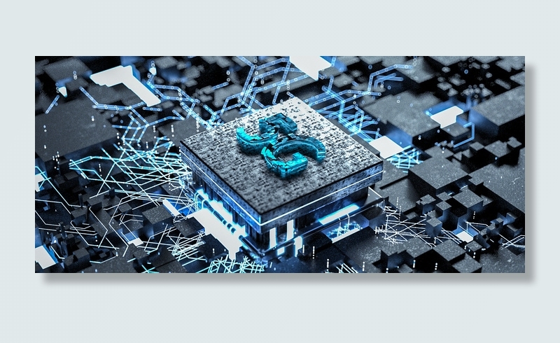 C4D立体科技蓝色光线电路电信商务5G(1920*850px 	       )