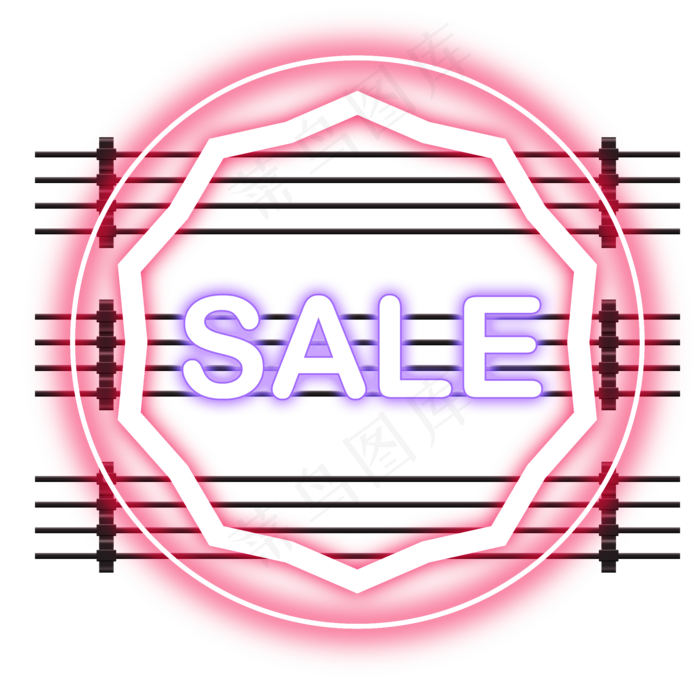618边框霓虹灯促销图标装饰图案