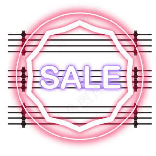 618边框霓虹灯促销图标装饰图案