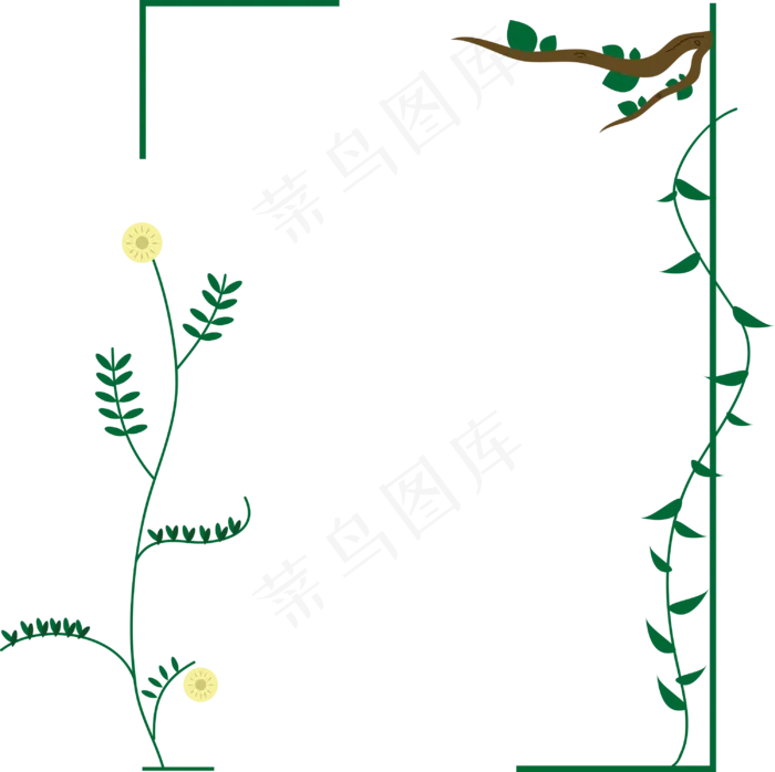 春季树藤花柳边框(2000X2000(DPI:300))ai矢量模版下载