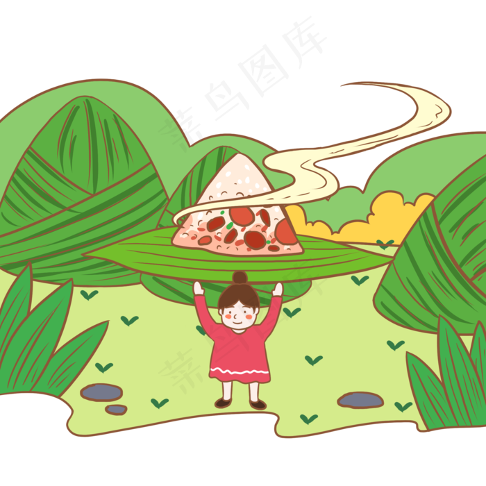 端午节绿色卡通元素粽子
