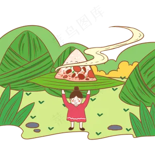 端午节绿色卡通元素粽子