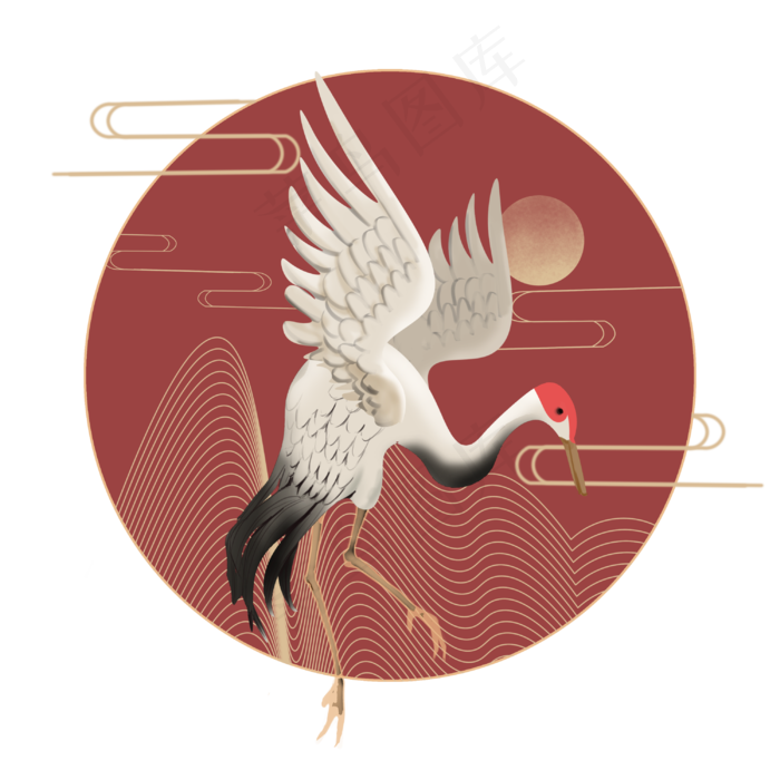 中式国潮风仙鹤