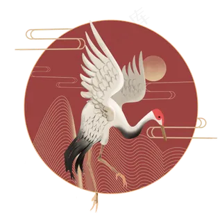 中式国潮风仙鹤