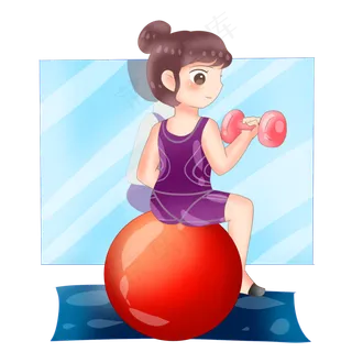 健身球举杠铃的小女孩,免抠元素