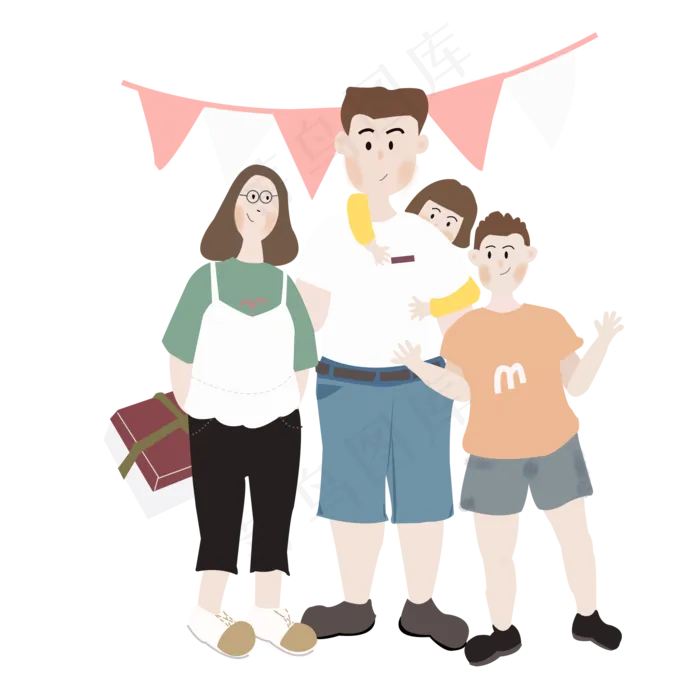 一家人庆祝父亲节PNG素材(2000X2000(DPI:300))psd模版下载