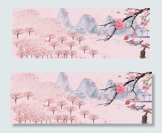 清新桃花风景banner图