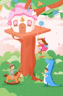 欢乐六一儿童节糖果屋庆祝手机页面配图 欢乐六一儿童节糖果屋庆祝手机页面配图