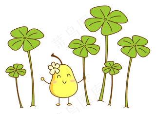 四叶草和梨子免抠图