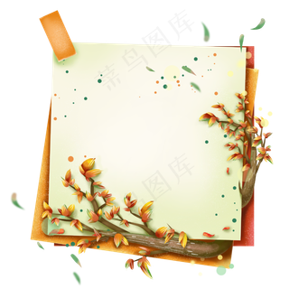 秋季植物便签边框,免抠元素
