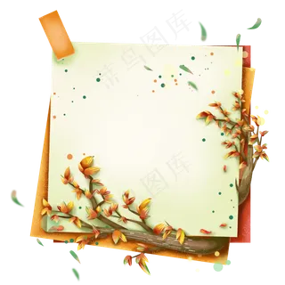 秋季植物便签边框,免抠元素