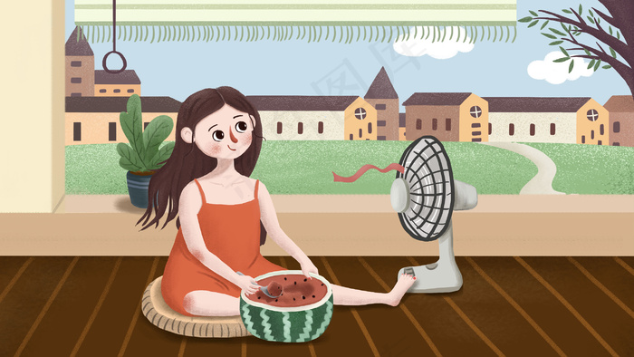 卡通手绘立夏插画