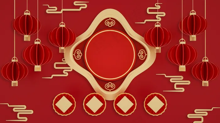 C4D中国红金色2020年货节电商促销(1920*1080px 	      )psd模版下载