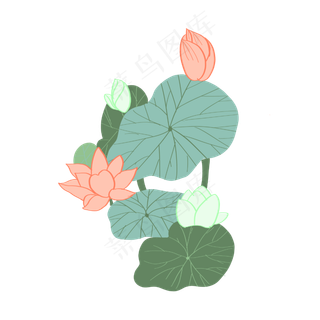 荷花小清新免抠元素