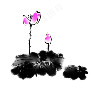 中国风荷花水墨