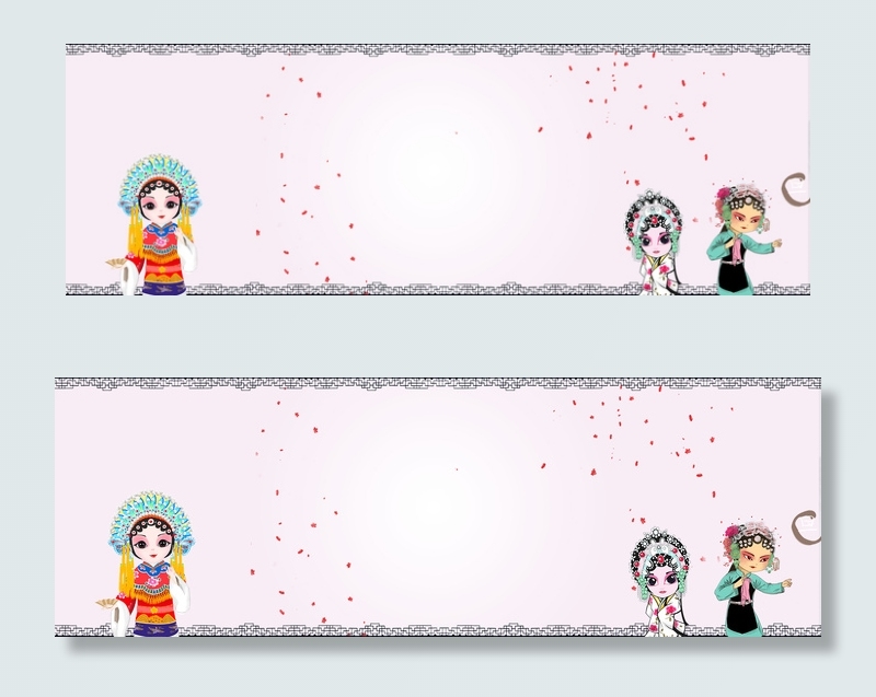 创意手绘复古花旦脸谱banner(1920*650px 	       )psd模版下载