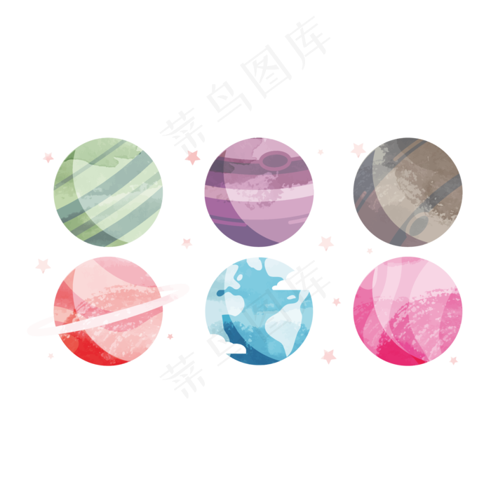 卡通手绘各种星球,免抠元素(2000*2000px 300 dpi )ai矢量模版下载
