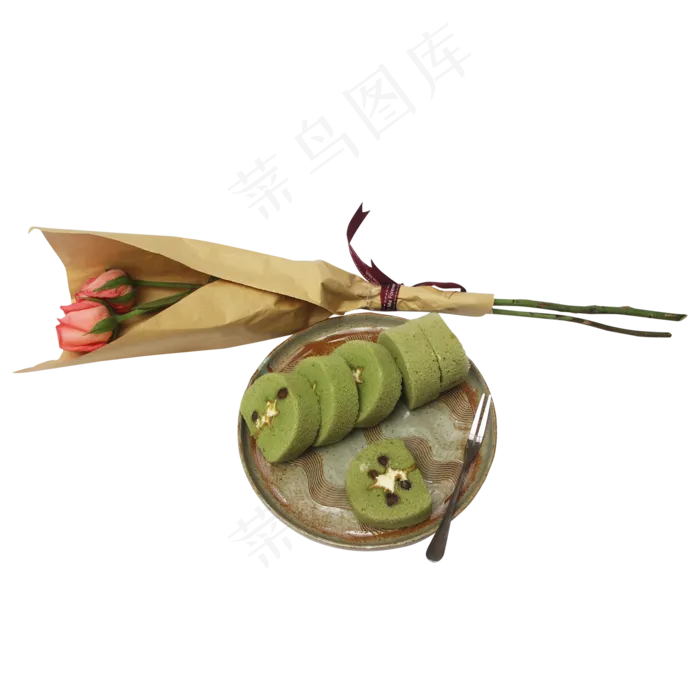 蛋糕甜点玫瑰花花束(2000X2000(DPI:300))psd模版下载