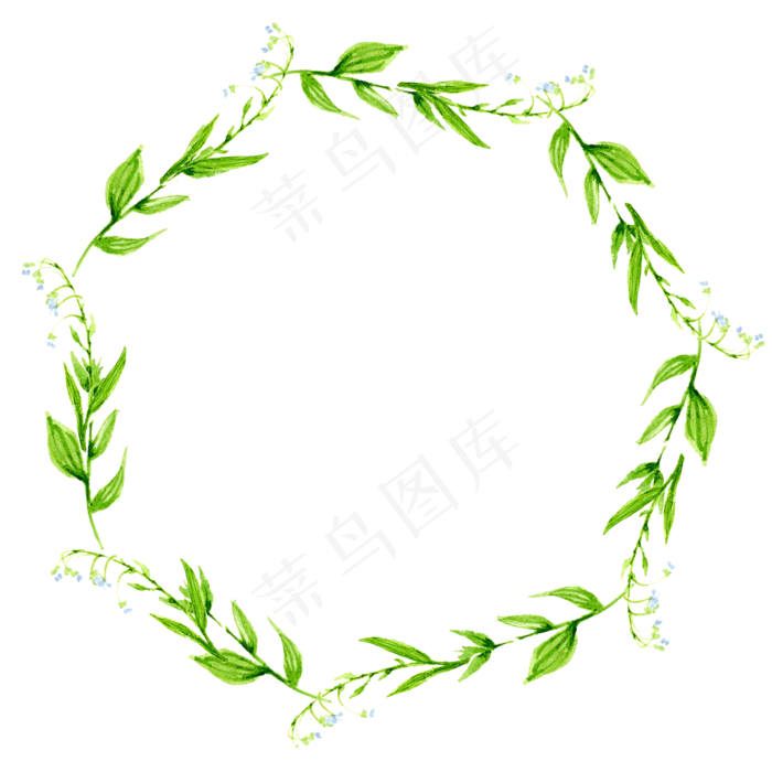 圆形绿色水彩花环