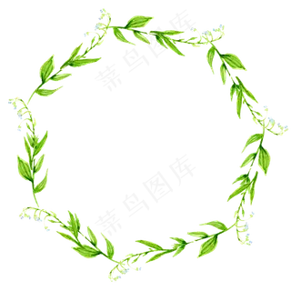 圆形绿色水彩花环