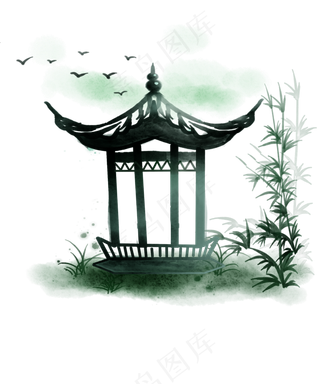 古风水墨亭子凉亭