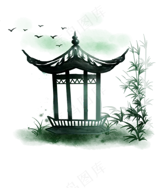 古风水墨亭子凉亭