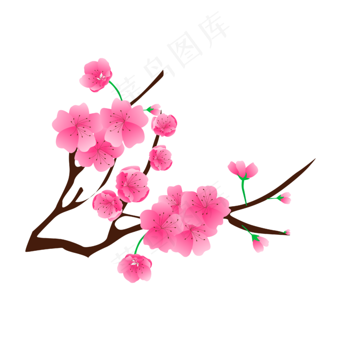 矢量免扣卡通桃花