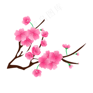 矢量免扣卡通桃花