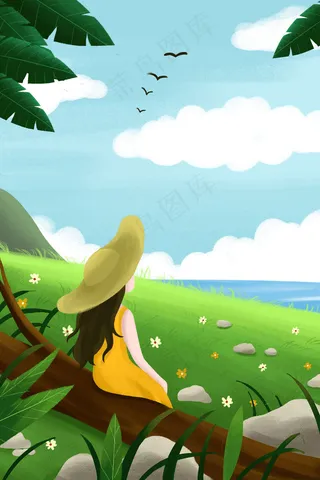 春天春季女孩踏青立春春游旅行旅游小清新